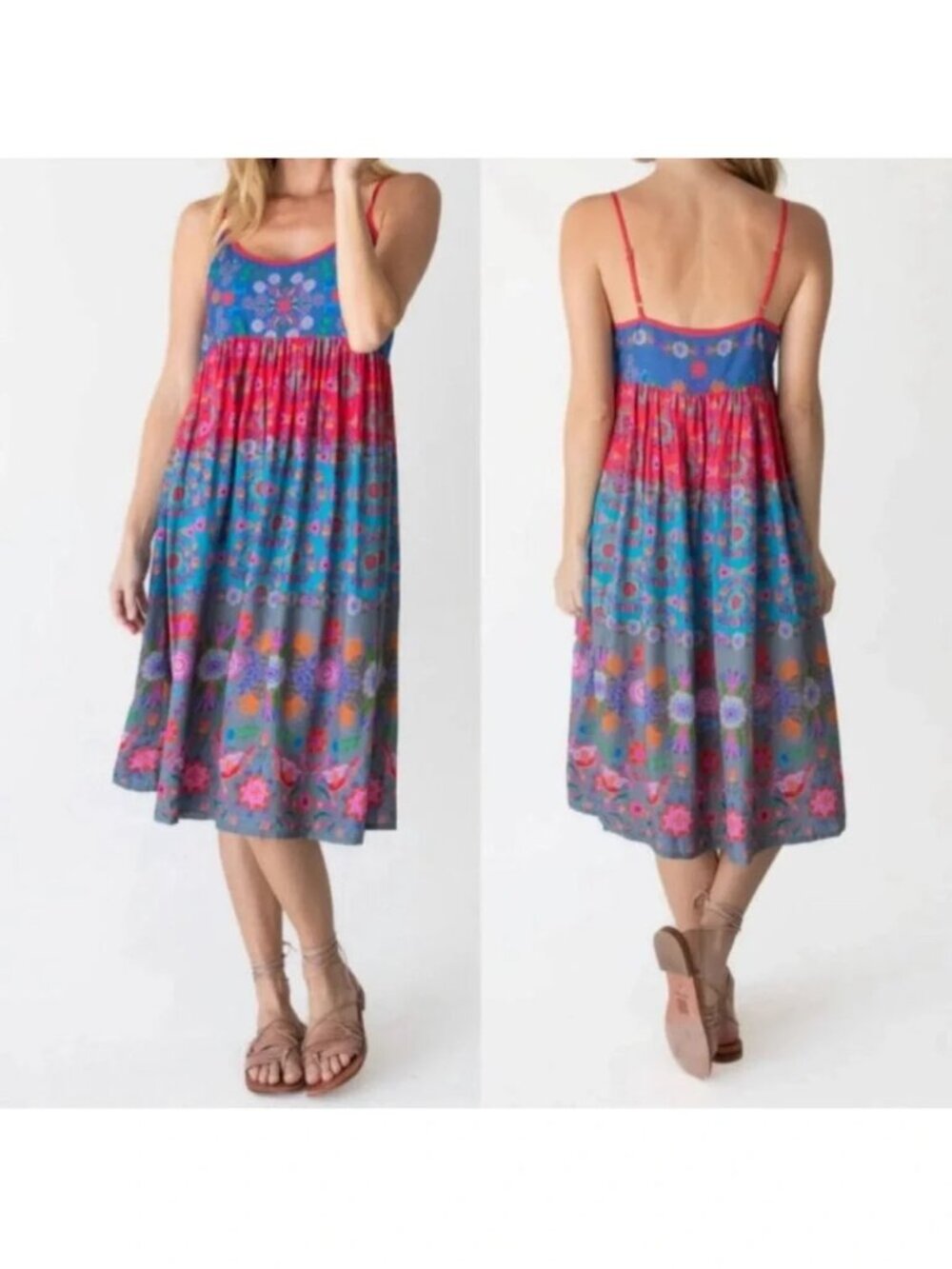 Natural Life Blue Pink Gigi Midi Dress Size Small